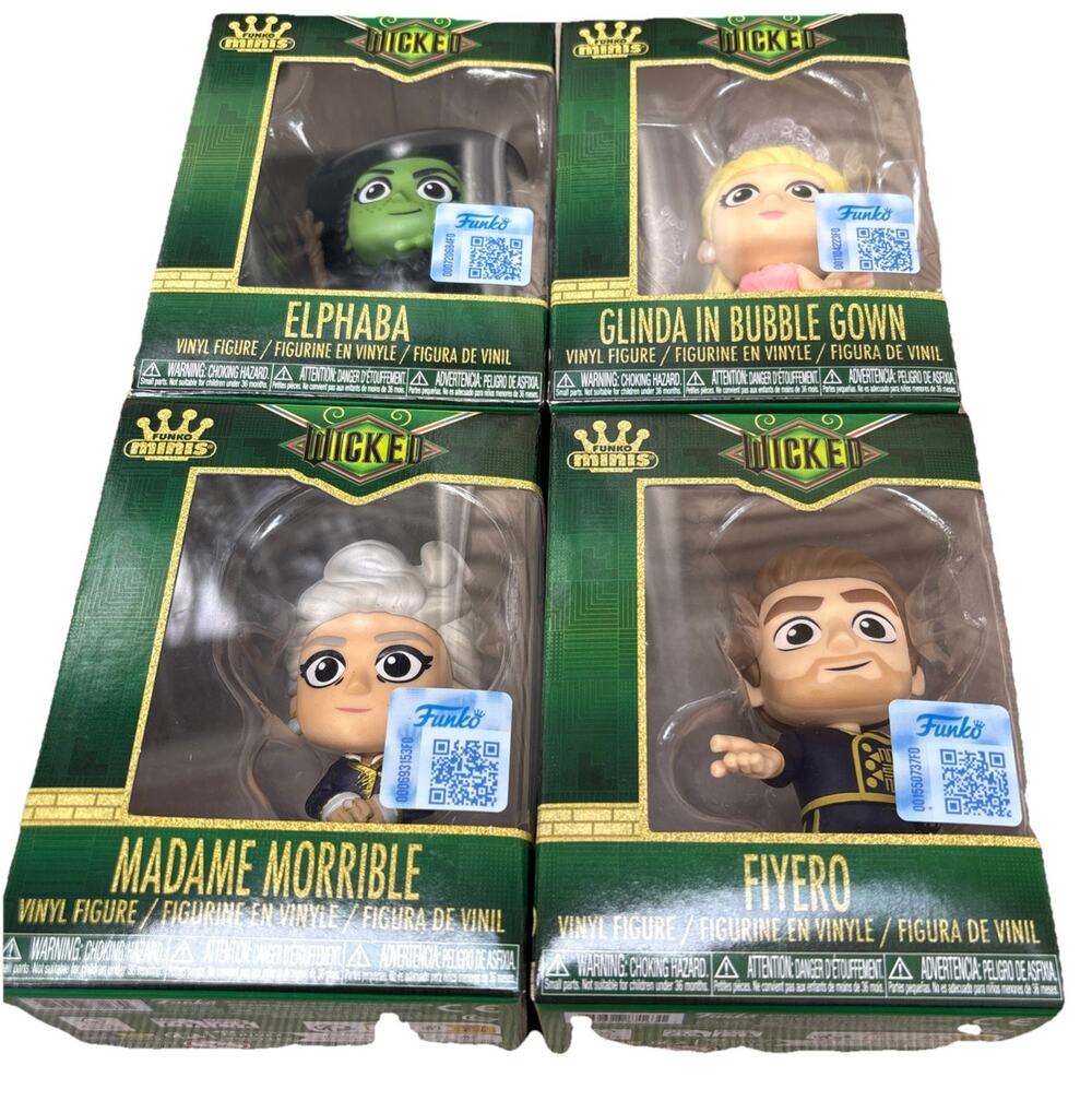 Wicked Funko Minis Set Of 4 ELPHABA FIYERO GLINDA MORRIBLE 2025 Wicked for Good